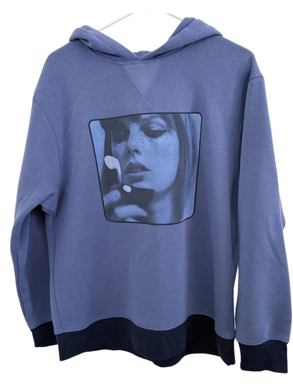 Taylor Swift Midnights Album Cover Photo Hoodie Pullover Sweatshirt Blue Medium